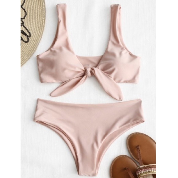 NWT Zanful Lite Pink Halter Tye Fashion Bikini Swim Suit - Picture 4 of 7